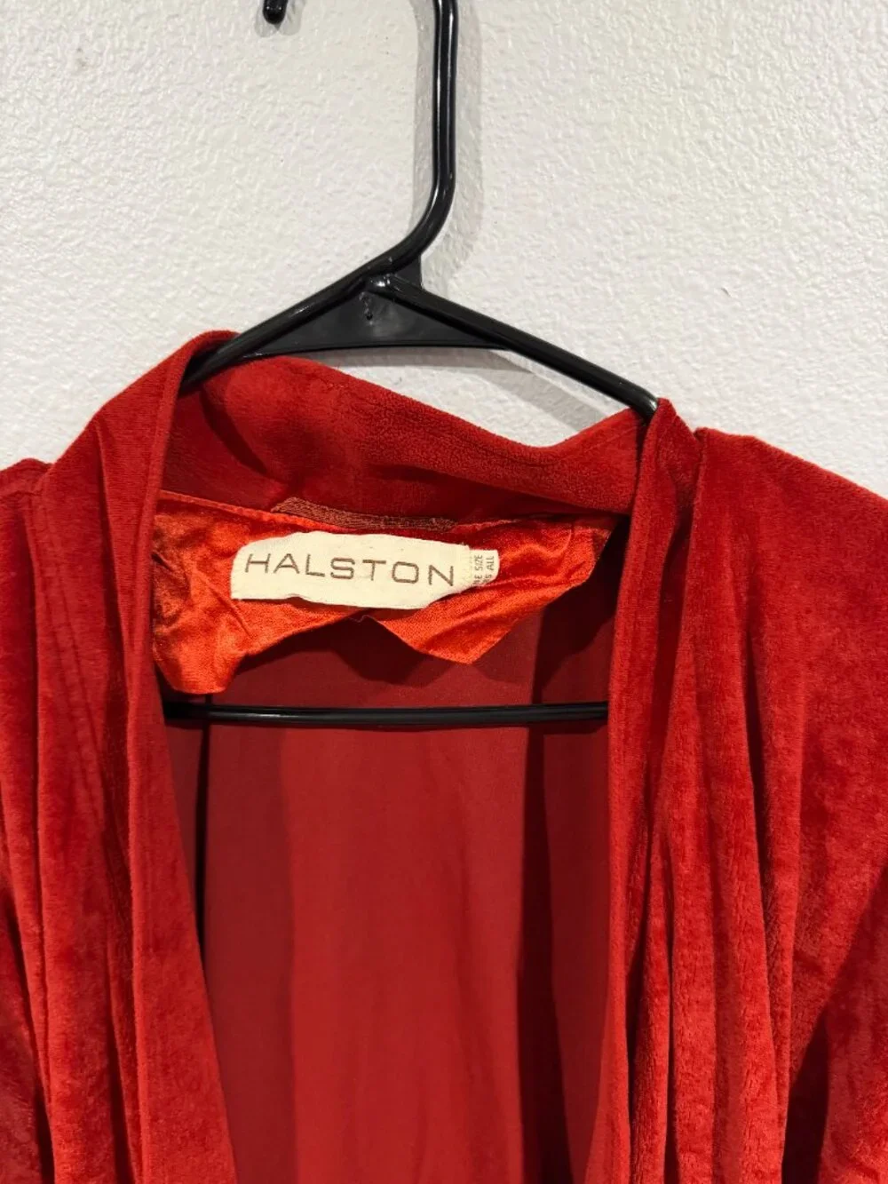 Vintage Halston Men's Velour Robe Red Size Medium Luxury Bathrobe Rare